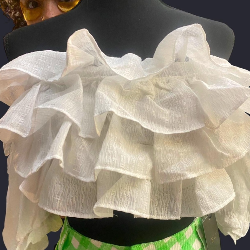White Ruffled Off-Shoulder Top - Picture 2 of 3